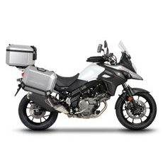 KOMPLET ALUMINIJASTIH KOVČKOV Z NOSILCI IN PLOŠČO SHAD TERRA, 48L ZADNJI KOVČEK IN 47L STRANSKI KOVČKI SHAD SUZUKI DL 650 V-STROM