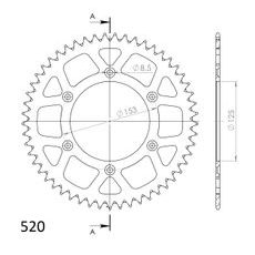 REAR ALU SPROCKET SUPERSPROX RAL-210:51-BLK ČRNA 51T, 520