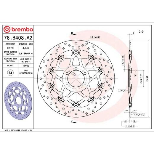 ZAVORNI DISK BREMBO 78B408A2 FLOATING