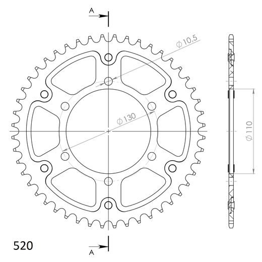 REAR SPROCKET SUPERSPROX STEALTH RST-486:48-GLD ZLATA 48T, 520