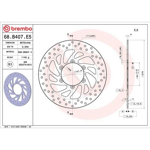 ZAVORNI DISK BREMBO 68B407E5 FIX