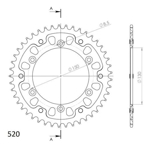 ZADNJI VERIŽNIK (ZOBNIK) SUPERSPROX STEALTH RST-245:45-ORG ORANŽNA 45T, 520