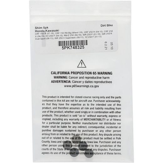 SHIM HOT CAMS 5PK748325 5PK (DIAMETER 7.48 MM, THICK 32.5 MM)