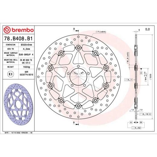 ZAVORNI DISK BREMBO 78B408B1 FLOATING