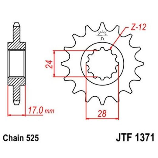 SPREDNJI VERIŽNIK JT JTF 1371-14 14T, 525