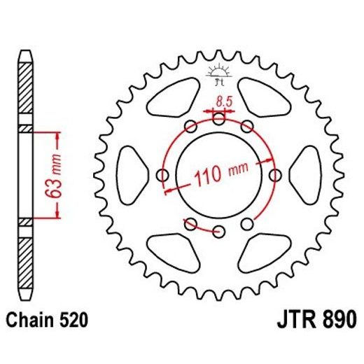 ZADNJI VERIŽNIK (ZOBNIK) JT JTR 890-42ZBK 42T, 520 BLACK ZINC