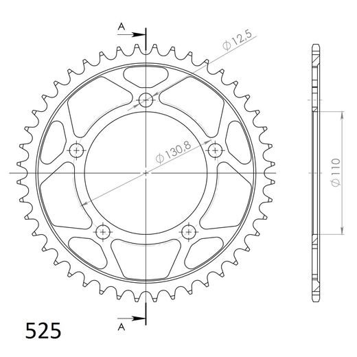 ZADNJI VERIŽNIK (ZOBNIK) SUPERSPROX RFE-7:44-BLK ČRNA 44T, 525