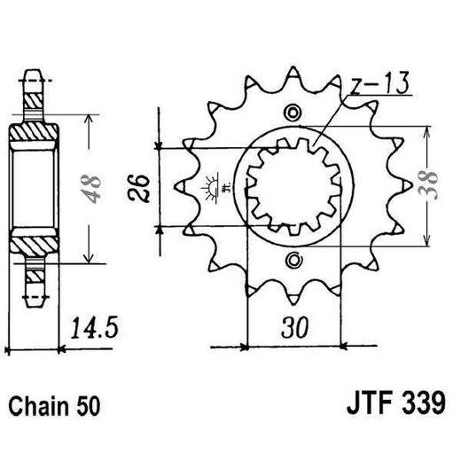 SPREDNJI VERIŽNIK JT JTF 339-18RB 18T, 530 RUBBER CUSHIONED