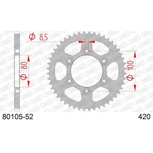 ZADNJI VERIŽNIK (ZOBNIK) AFAM 80105-52 52T, 420
