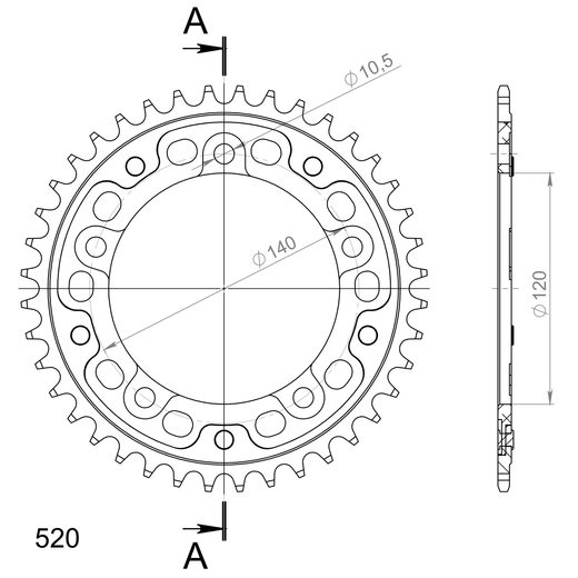 REAR SPROCKET SUPERSPROX STEALTH RST-1793:41-GLD ZLATA 41T, 520