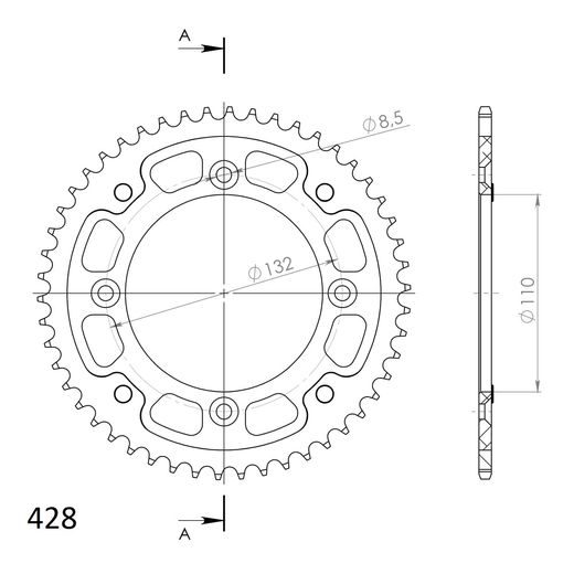 REAR SPROCKET SUPERSPROX STEALTH RST-898:50-ORG ORANŽNA 50T, 428