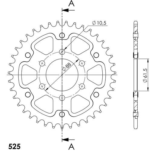 ZADNJI VERIŽNIK (ZOBNIK) SUPERSPROX STEALTH RST-319:39-SLV SREBRNA 39T, 525