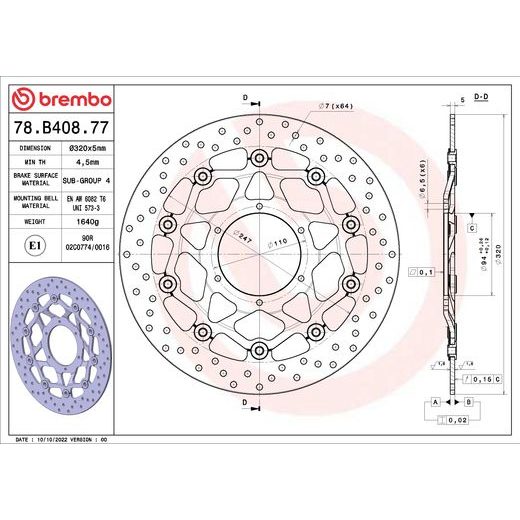 ZAVORNI DISK BREMBO 78B40877 FLOATING