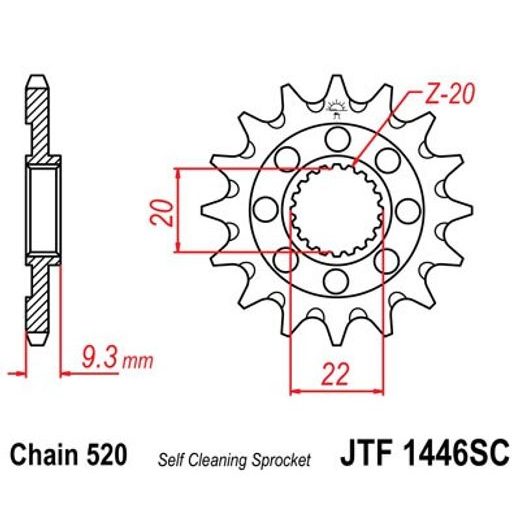 SPREDNJI VERIŽNIK JT JTF 1446-13SC 13T, 520 SELF CLEANING LIGHTWEIGHT