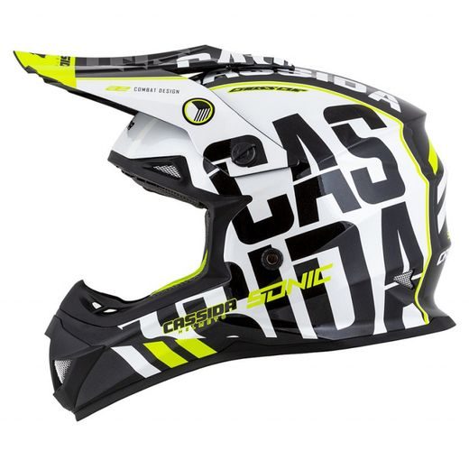 MOTOCROSS HELMET CASSIDA CROSS CUP SONIC BLACK /WHITE /FLUO YELLOW XS