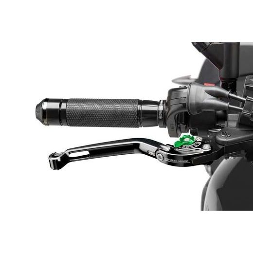 BRAKE LEVER WITHOUT ADAPTER PUIG 160NV POKLOPNA (FOLDABLE) BLACK/GREEN