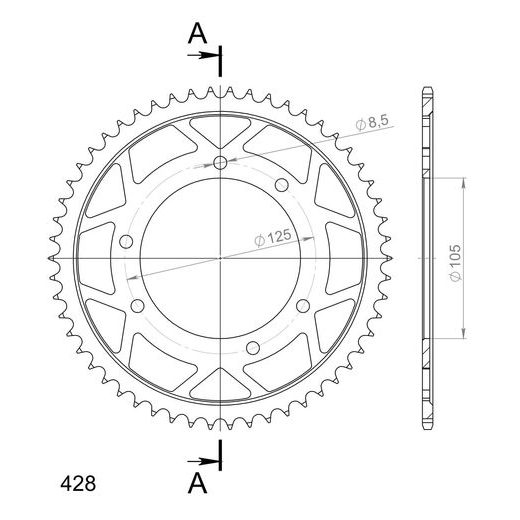 VERIŽNI SET D.I.D CHAIN - SREBRNA CHAIN 428 D, NON-SEALED, CHK FRONT SPROCKET SUPERSPROX, CHK REAR SPROCKET SUPERSPROX ZA DERBI SENDA 125 R 2004-2007