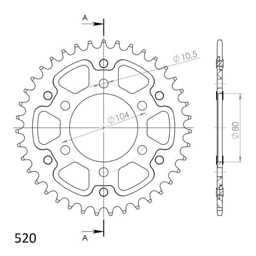 ZADNJI VERIŽNIK (ZOBNIK) SUPERSPROX STEALTH RST-478:38-BLK ČRNA 38T, 520