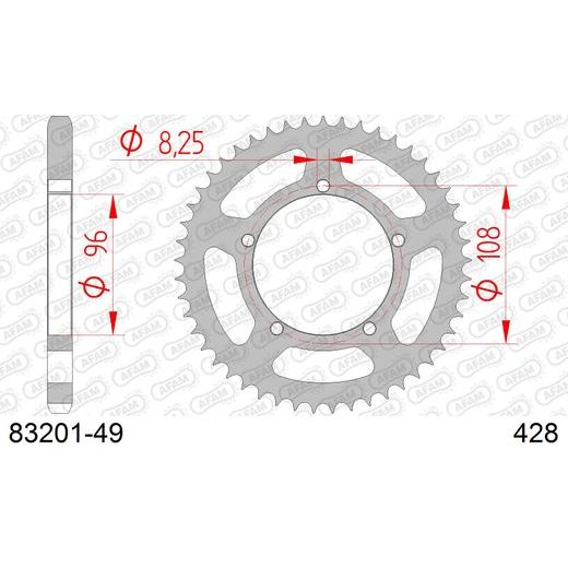 ZADNJI VERIŽNIK (ZOBNIK) AFAM 83201-49 49T, 428