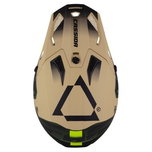 MOTOCROSS HELMET CASSIDA CROSS CUP 2 NAPA SAND/ GREEN/ YELLOW FLUO/ BLACK MATT S
