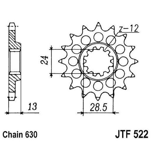 SPREDNJI VERIŽNIK JT JTF 522-15 15T, 630