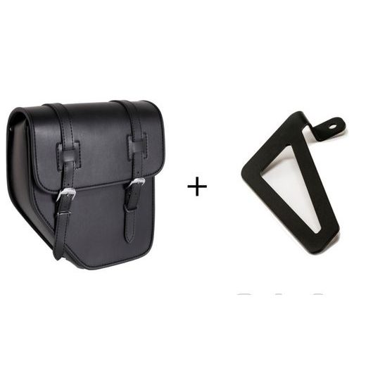 LEATHER SADDLEBAG CUSTOMACCES IBIZA APM001N ČRNA RIGHT, WITH UNIVERSAL SUPPORT