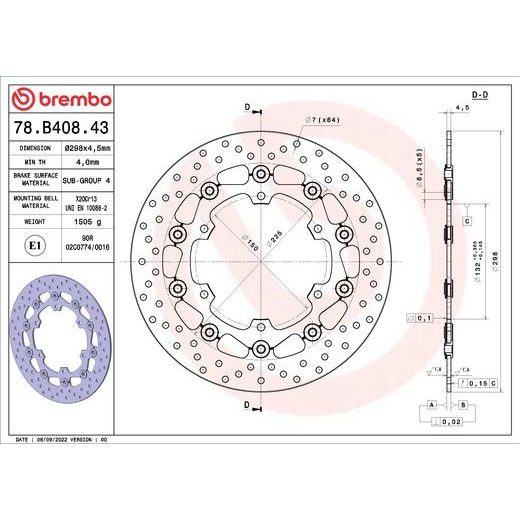 ZAVORNI DISK BREMBO 78B40843 FLOATING