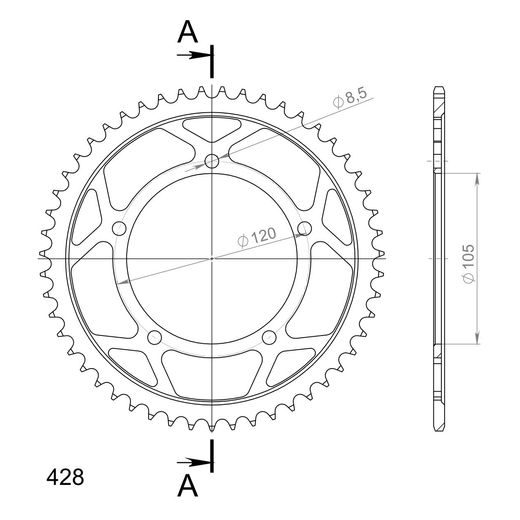 ZADNJI VERIŽNIK (ZOBNIK) SUPERSPROX RFE-26:51-BLK ČRNA
