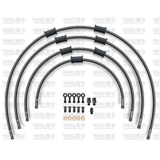 STANDARD FRONT BRAKE HOSE KIT VENHILL POWERHOSEPLUS BMW-11001FB-BK (4 CEVI V KOMPLETU) BLACK HOSES, BLACK FITTINGS