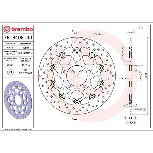 ZAVORNI DISK BREMBO 78B40840 FLOATING
