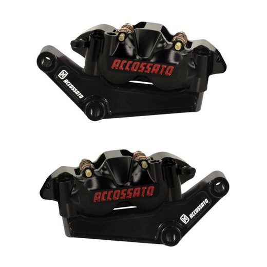 PAIR OF FRONT RADIAL BRAKE CALIPERS + BRAKET ACCOSSATO KITA28 FOR HARLEY DAVIDSON