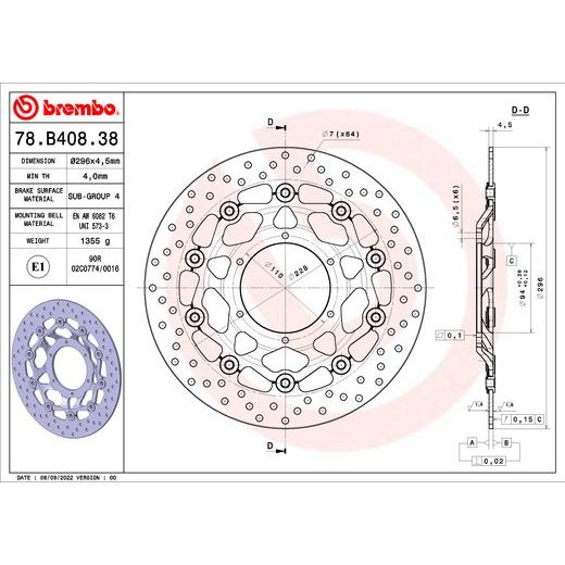 ZAVORNI DISK BREMBO 78B40838 FLOATING