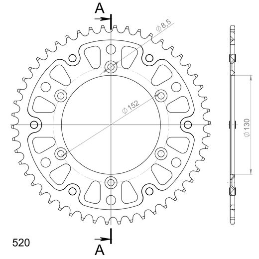 REAR SPROCKET SUPERSPROX STEALTH RST-244:50-GLD ZLATA 50T, 520