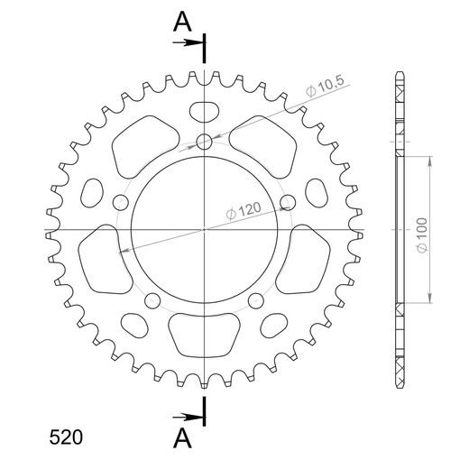ALUMINIJASTI ZADNJI VERIŽNIK (ZOBNIK) SUPERSPROX RAL-703:41-BLK ČRNA 41T, 520