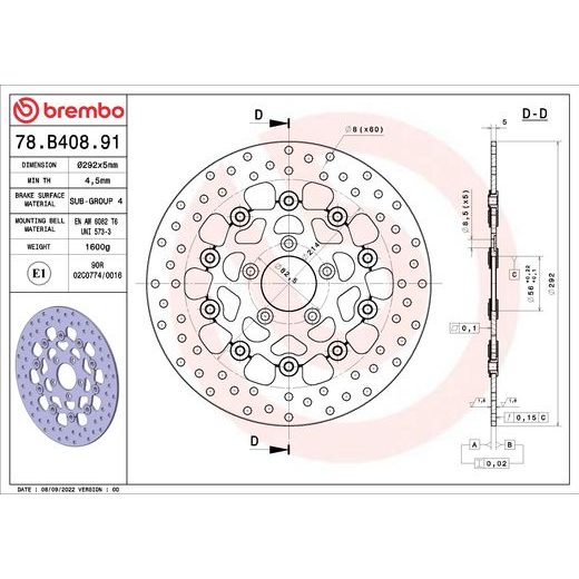 ZAVORNI DISK BREMBO 78B40891 FLOATING