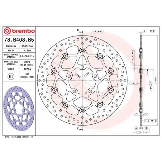 ZAVORNI DISK BREMBO 78B408B5 FLOATING