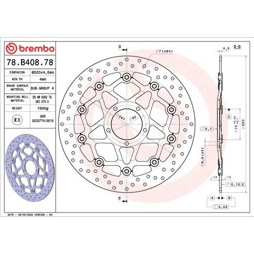 ZAVORNI DISK BREMBO 78B40878 FLOATING