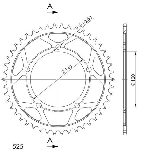 ZADNJI VERIŽNIK (ZOBNIK) SUPERSPROX RFE-1792:46-BLK ČRNA 46T, 525