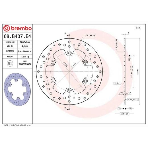 ZAVORNI DISK BREMBO 68B407E4 FIX