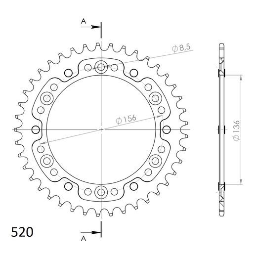 REAR SPROCKET SUPERSPROX STEALTH RST-1512:41-GLD ZLATA 41T, 520