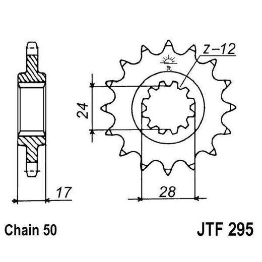 SPREDNJI VERIŽNIK JT JTF 295-15RB 15T, 530 RUBBER CUSHIONED