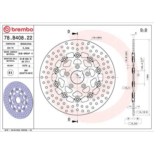 ZAVORNI DISK BREMBO 78B40822 FLOATING