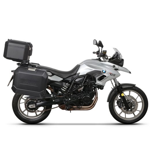 KOMPLET ALUMINIJASTIH KOVČKOV Z NOSILCI IN PLOŠČO SHAD TERRA BLACK, 48L ZADNJI KOVČEK IN 36L/47L STRANSKI KOVČKI SHAD BMW F 650 GS/ F 700 GS/ F 800 GS