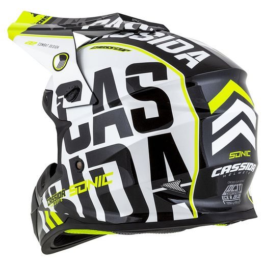 MOTOCROSS HELMET CASSIDA CROSS CUP SONIC BLACK /WHITE /FLUO YELLOW XS
