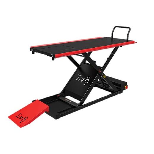 MOTORCYCLE LIFT LV8 GOLDRAKE 600C FLOOR VERSION EG600CE.R WITH ELECTRO-HYDRAULIC UNIT (BLACK AND RED RAL 3002)