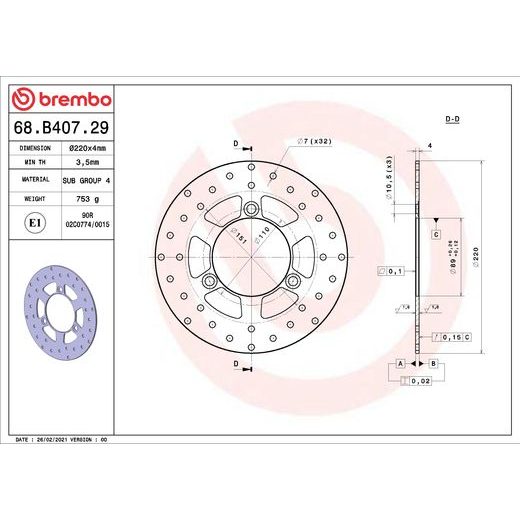 ZAVORNI DISK BREMBO 68B40729 FIX