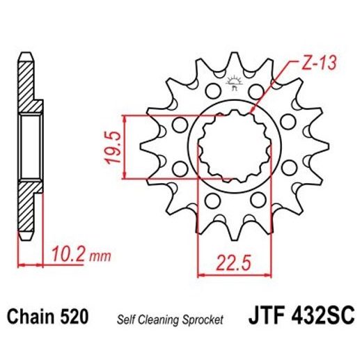 SPREDNJI VERIŽNIK JT JTF 432-14SC 14T, 520 SELF CLEANING LIGHTWEIGHT