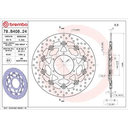 ZAVORNI DISK BREMBO 78B40824 FLOATING