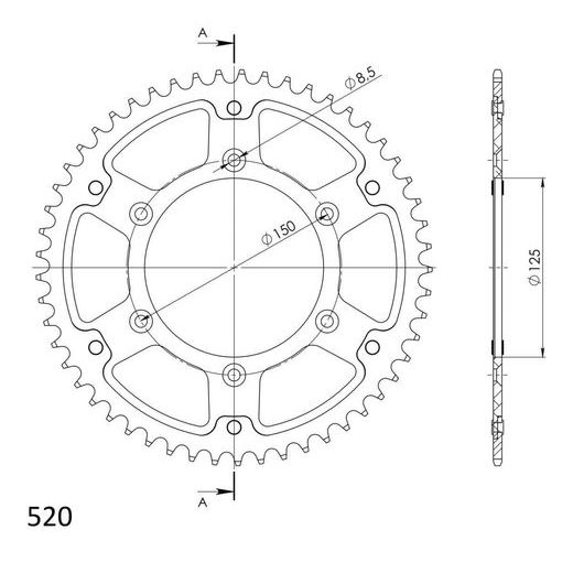 ZADNJI VERIŽNIK (ZOBNIK) SUPERSPROX STEALTH RST-990:53-RED RDEČ 53T, 520