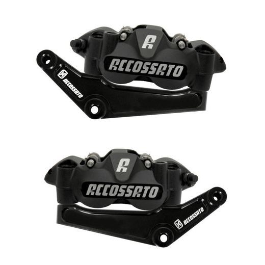 PAIR OF FRONT RADIAL BRAKE CALIPERS + BRAKET ACCOSSATO KITA28 FOR HARLEY DAVIDSON
